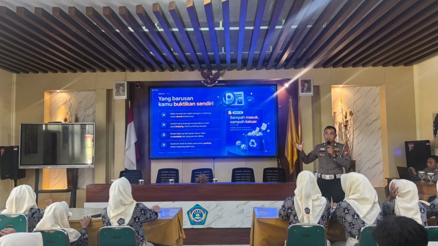 Polres Madiun Sosialisasikan Pemanfaatan Teknologi AI kepada Pelajar SMKN 1 Wonoasri